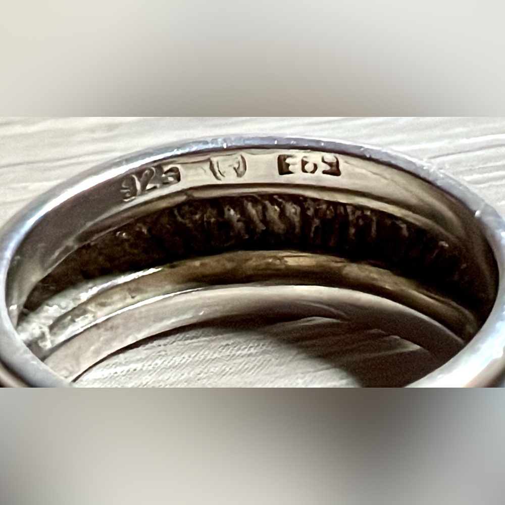 Vintage Designer Ilias Lalaounis Sterling Silver & 14K Gold Band Ring, Size 6.5 - Picture 8 of 11